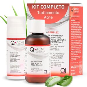 kit trattamento acne Q1 set detersione brufoli pelle grassa